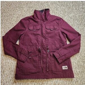 The North Face Burgundy Utility Field Jacket Women's‎ Small Cotton Blend Flannel